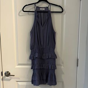 Sleeveless Ruffle Tiered Halter Dress - Periwinkle
